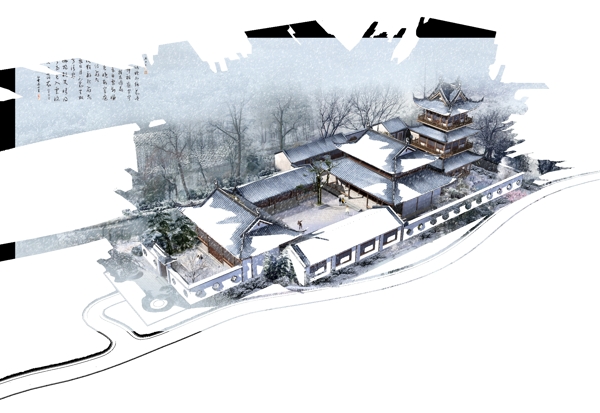中式古典建筑鸟瞰图