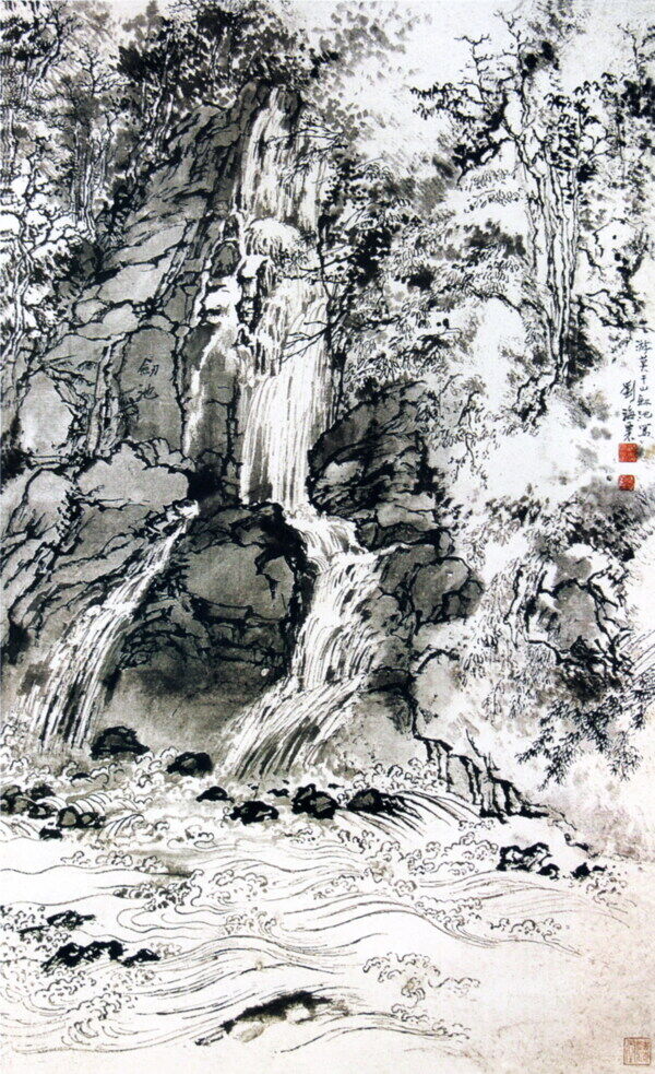 莫干山剑池国画