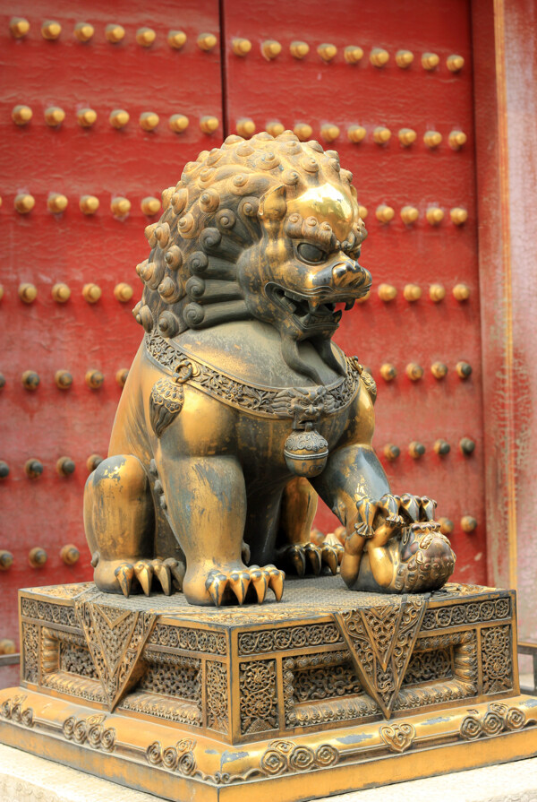 北京故宫铜狮图片