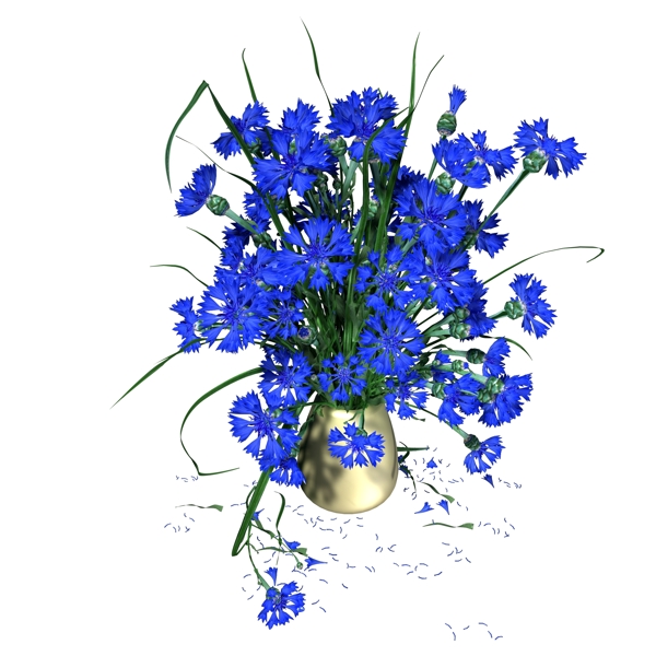 植物类通用元素花瓶插花紫色小花PSD
