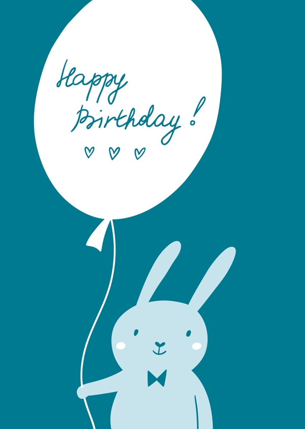 可爱兔生日卡元素
