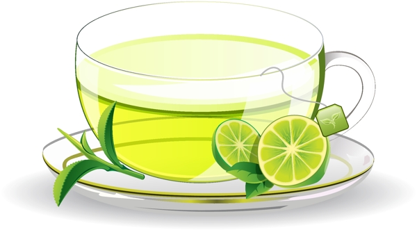 卡通玻璃杯柠檬茶矢量元素