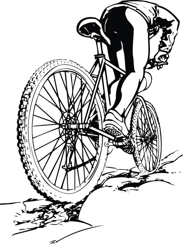自行车骑行背影素材