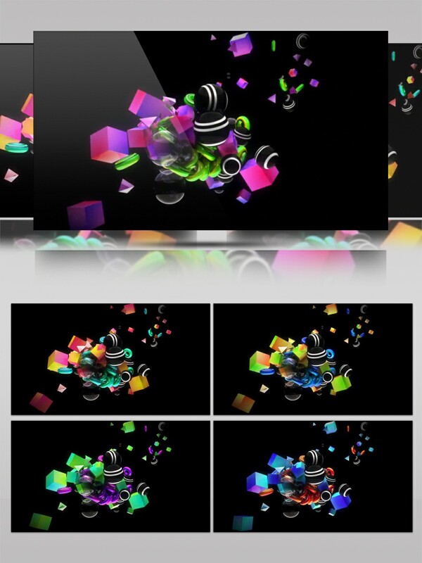七彩艳丽方块运动动感视频素材