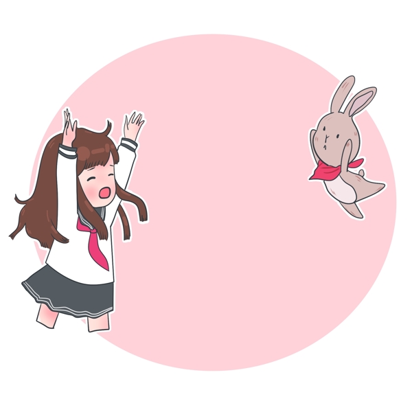 小女孩和兔子边框