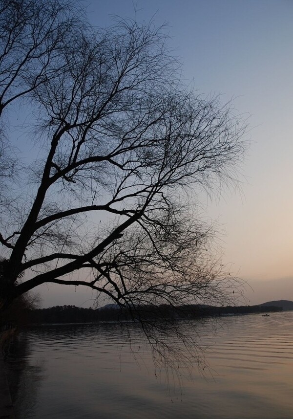 青山湖傍晚风光图片