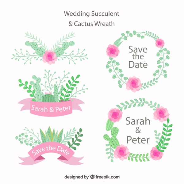 婚礼花环与标签图片