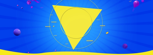 黄色三角的蓝色背景