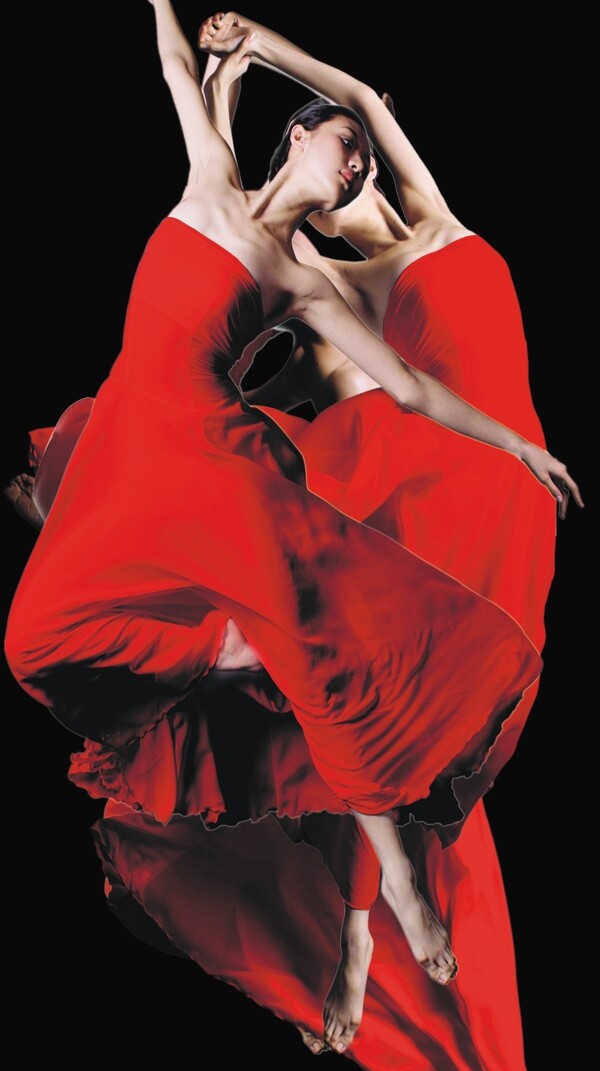 舞蹈女红裙