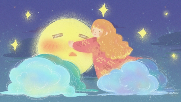 梦幻星空女孩与月亮