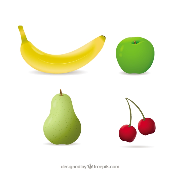 写实风格四种美味水果矢量设计素材