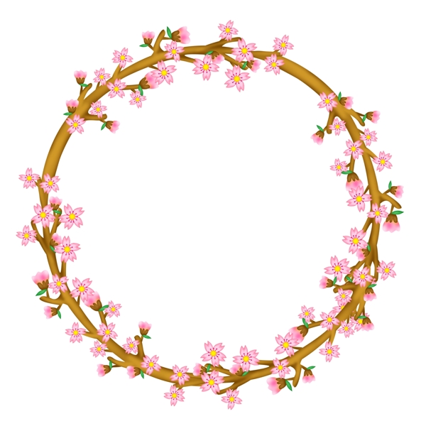 粉色唯美卡通樱花花朵圆形边框