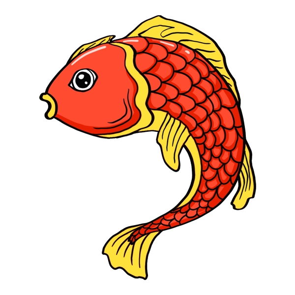 节日装饰红色大鲤鱼插画