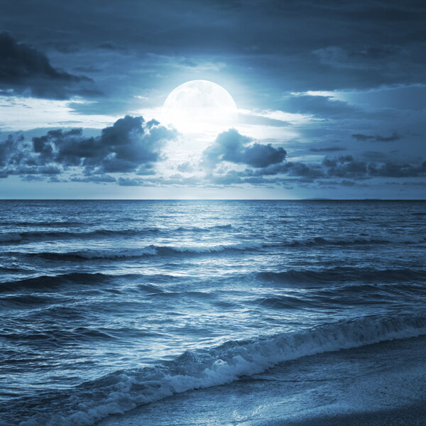 月色下的大海