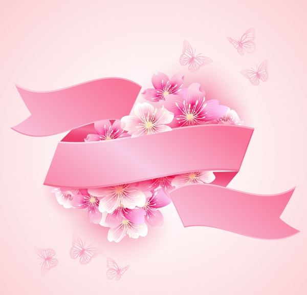 粉红丝带梅花图片
