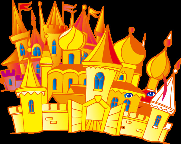 彩绘欧式卡通城堡图案