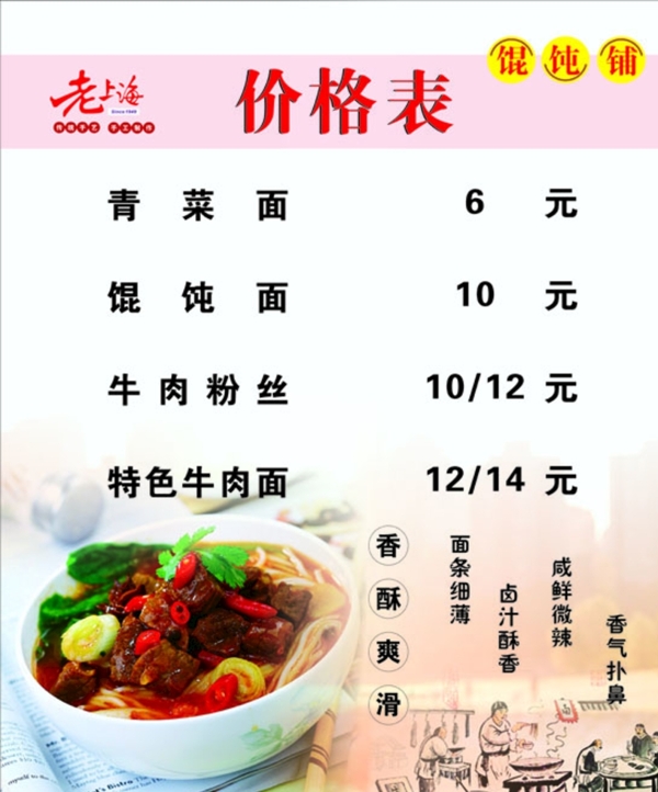 馄饨铺价格表