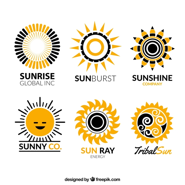 6款创意太阳标志矢量图