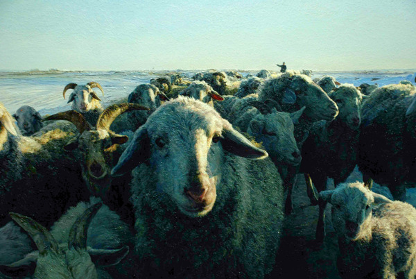 羊群油画图片