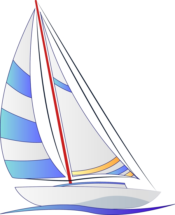 蓝色条纹帆船