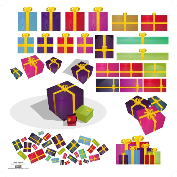 多彩包装生日礼物元素矢量图标