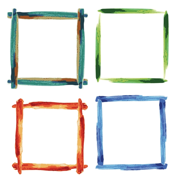 油画笔触彩色方形规则装饰创意边框