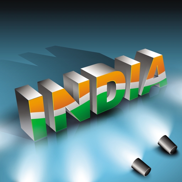 在印度国旗颜色的三维文本印度闪亮的表现