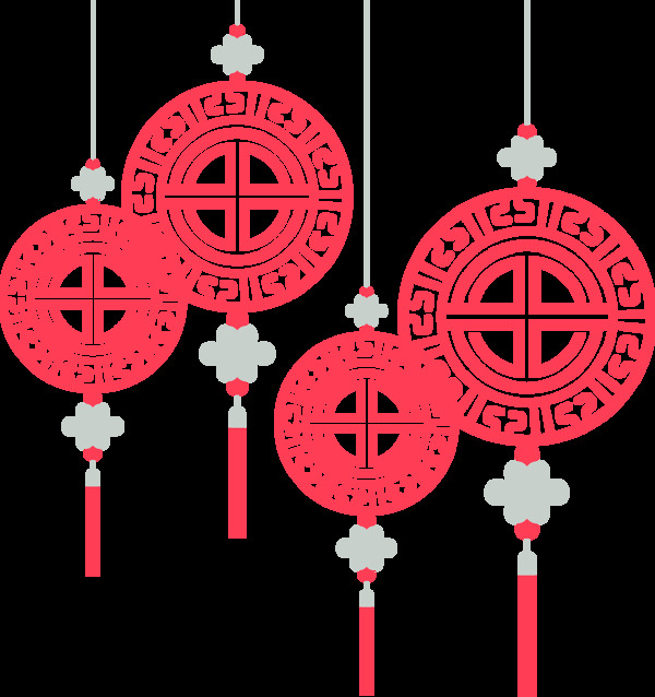 中式红色中国结挂饰png元素