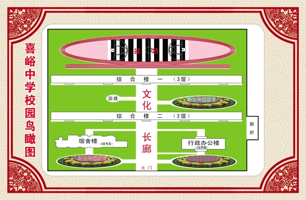 喜峪中学校园鸟瞰图图片