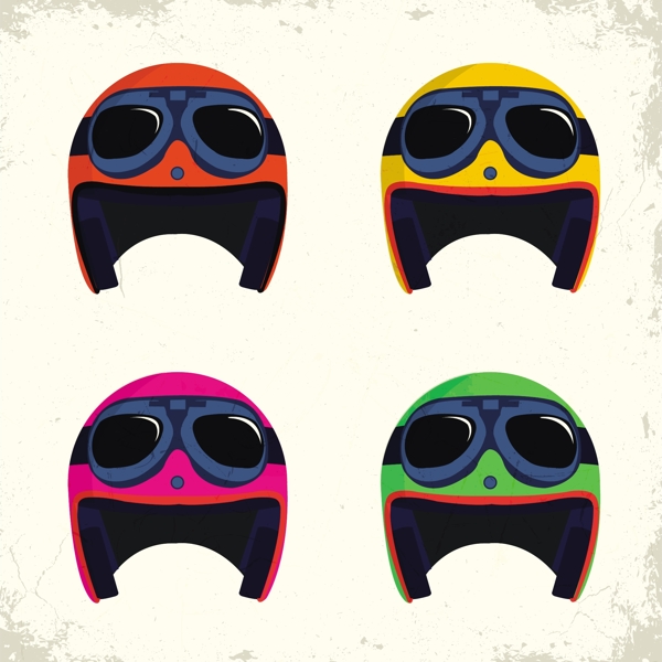 头盔图标集有趣的五彩设计免费矢量