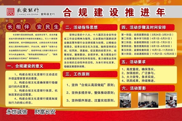 长安银行合规建设推进年宣传展板