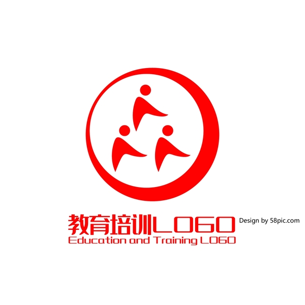 原创手绘简约众字小人培训班教育LOGO