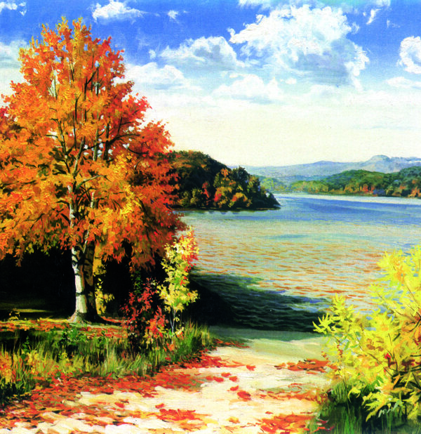 美丽秋天风景油画