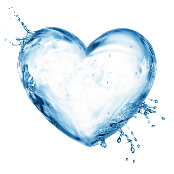 蓝色水组成的爱心图片
