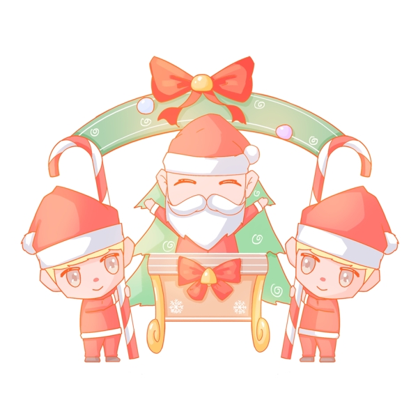 圣诞节卡通手绘圣诞老人迎圣诞免扣PNG