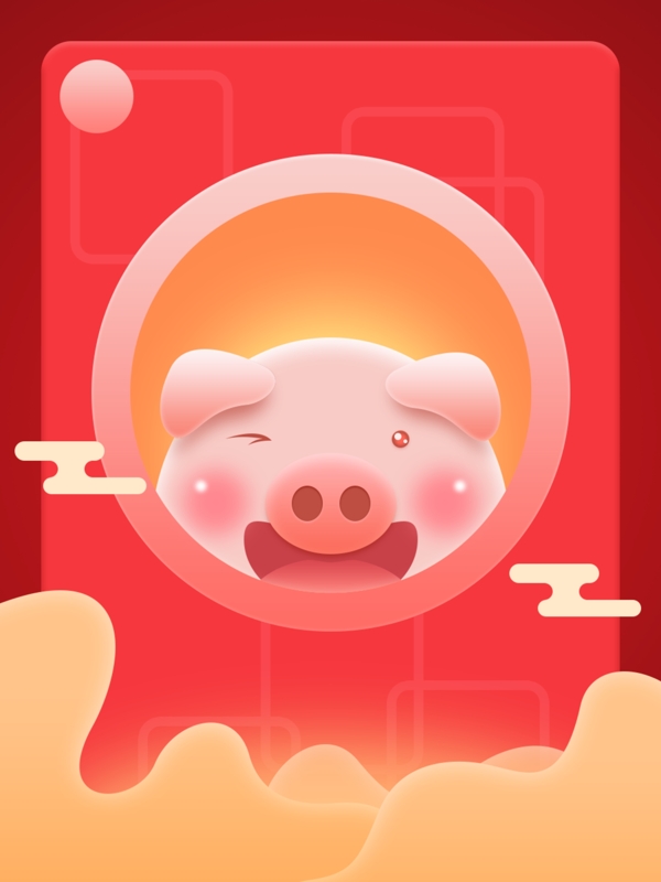红色猪年矢量背景
