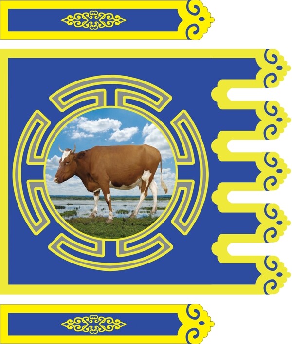 蒙族特色牛羊马动物旗帜