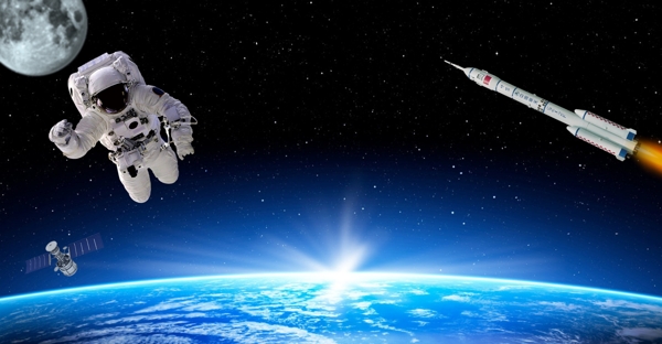 嫦娥四号发射成功火箭宇航员海报
