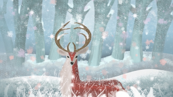 12月你好雪地里的鹿