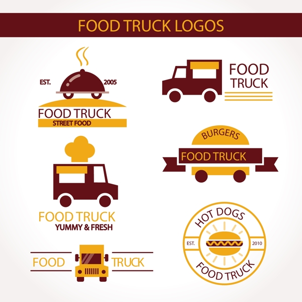 卡通商务风格的食品卡车标志