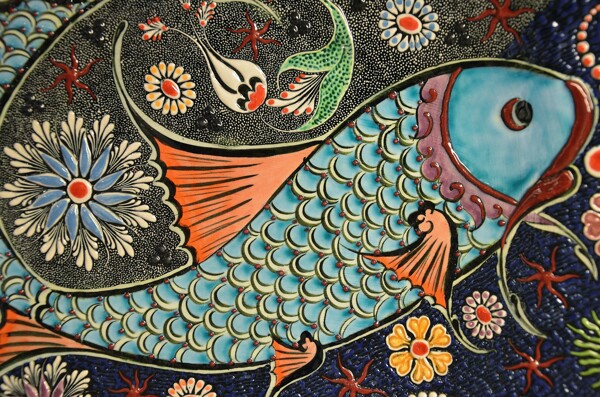 陶瓷鲤鱼瓷版画