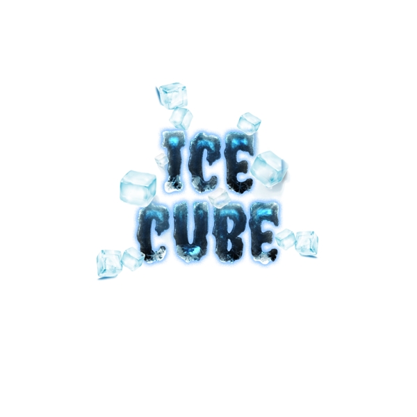 幻想冰抽象字体与冰块