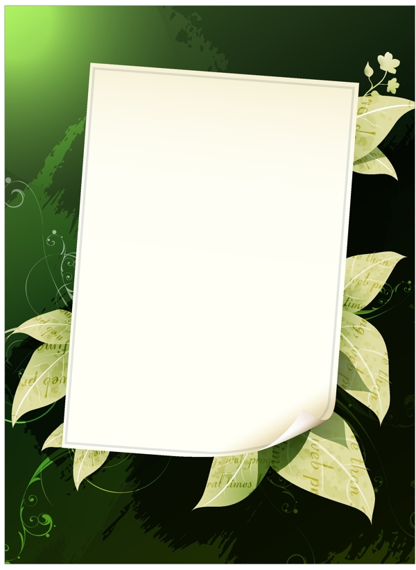 矢量素材绿叶子装饰文本框