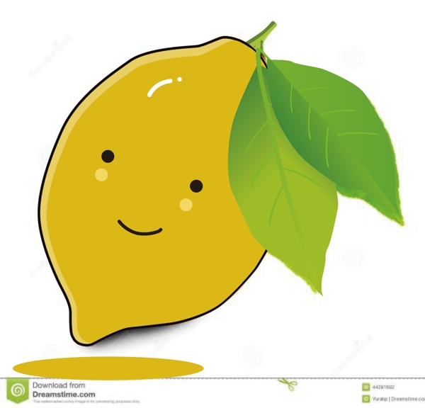 绿色清新带叶子的新鲜水果柠檬矢量素材