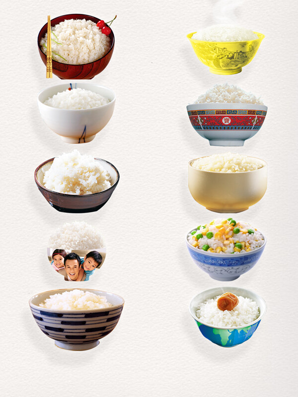 大气中国传统主食白色米饭装饰图案