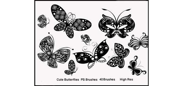 创意的蝴蝶花纹装饰笔刷