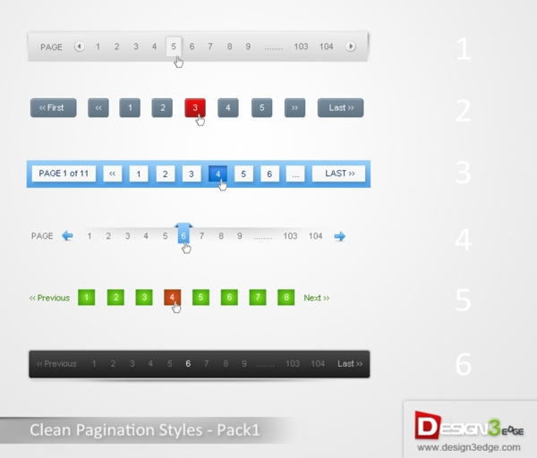6个新的精确的分页样式PSD