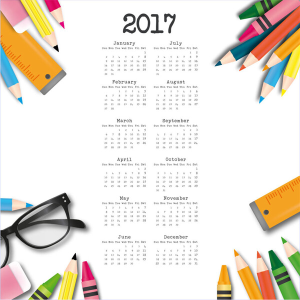 学习用品2017年日历图片