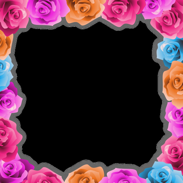 玫瑰鲜花边框免抠png透明图层素材