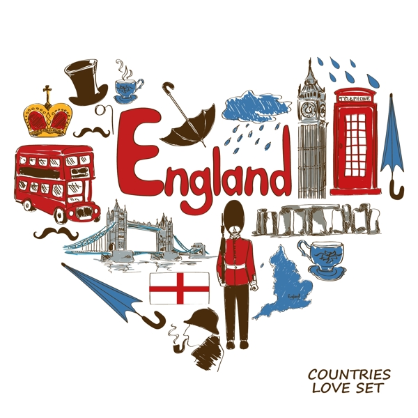 时尚创意英国旅行插画